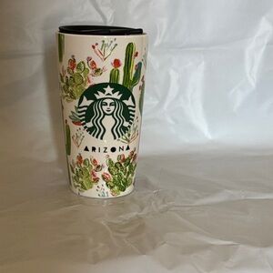 Starbucks Cactus Design Tumbler with Green and Red Accents